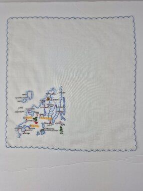 Vintage Grande Traverse Region of Michigan Embroidered Souvenier Hankercheif